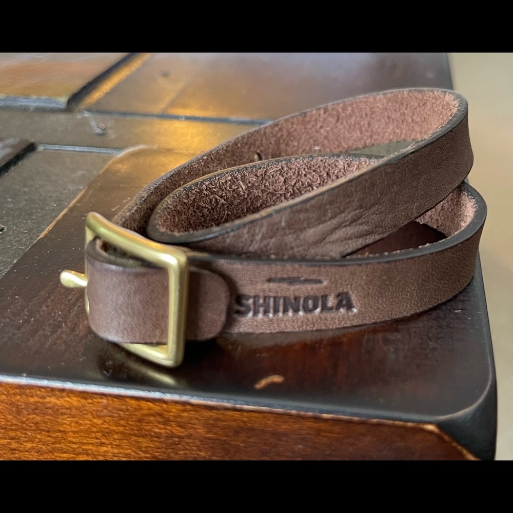 Shinola Brown Leather Double Wrap Bracelet